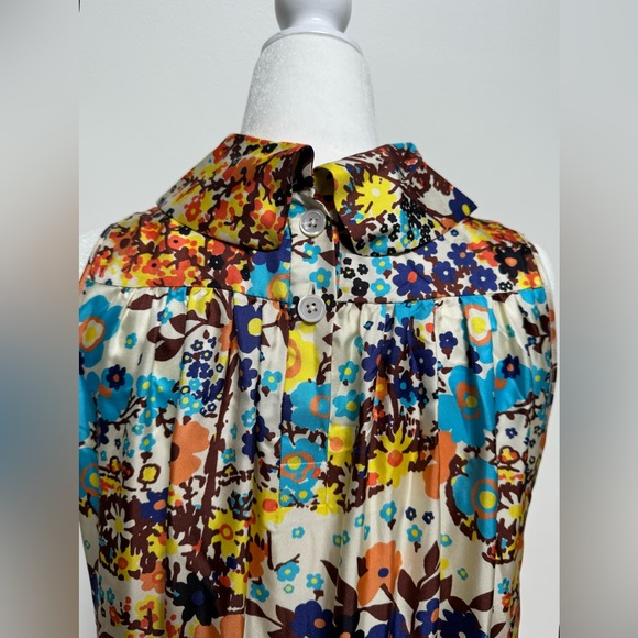 NEW Odeeh Floral Cream Silk Dress Size 4 - Picture 8 of 9